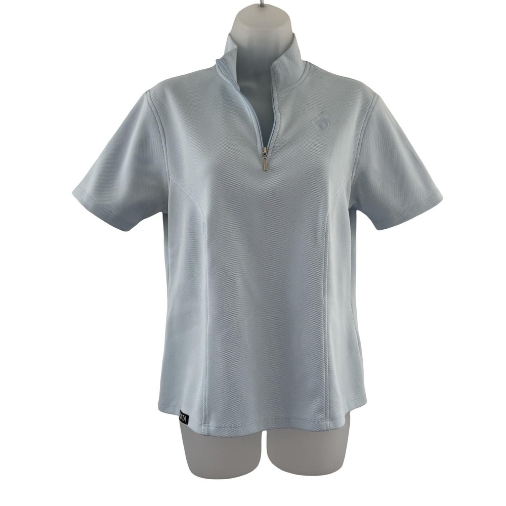 Arista Polo Shirt Womens Large Light Blue Performa 1/4 Zip Equestrian Riding Y2K